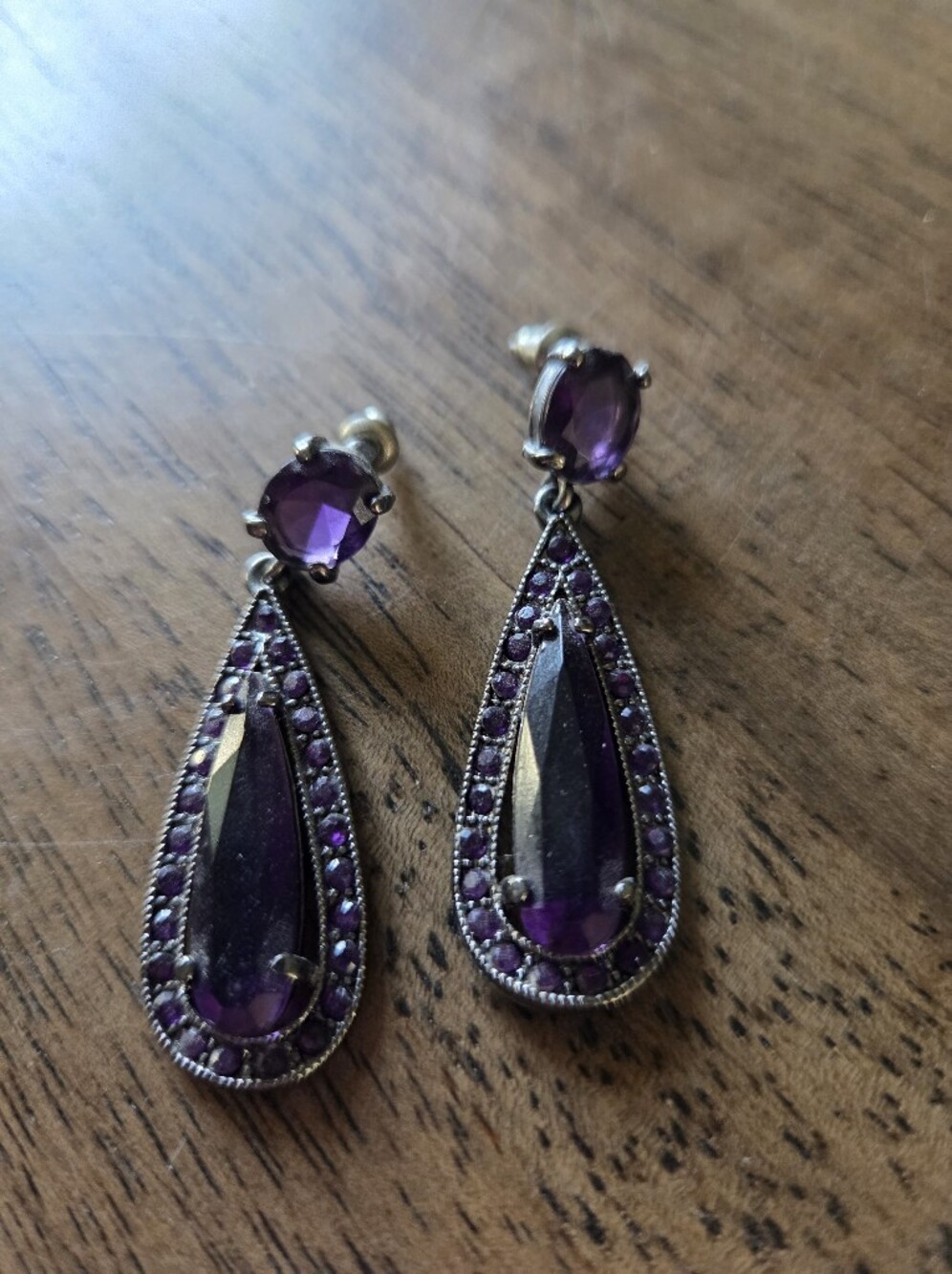 Romantic Goth Deep Purple Teardrop Drop Dangle Earrings